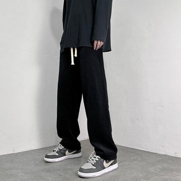 4 Colors Drawstring Corduroy Pants Men Fashion Cotton Casual Pants Men Streetwear Hip Hop Loose Straight Pants Mens Trousers aidase-shop
